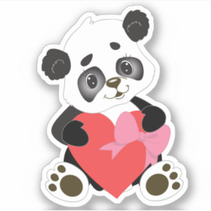Sticker Panda mignonne avec coeur