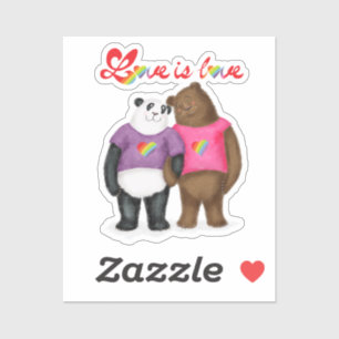 Sticker Panda mignonne et ours brun amour est amour vinyle