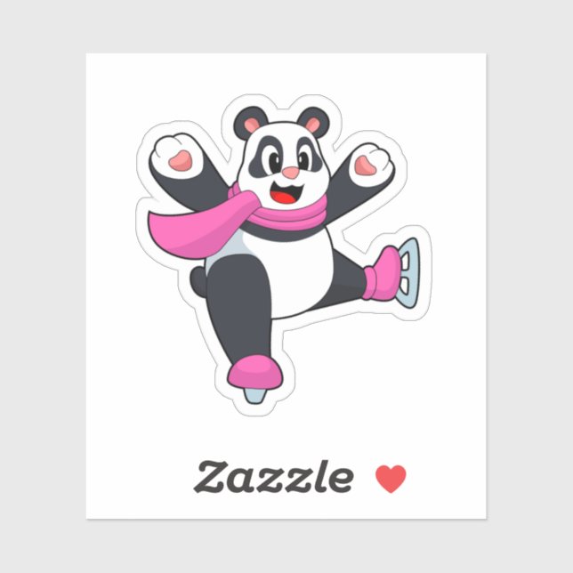 Sticker Panda Patinage sur glace Patins sur glace (Feuille)