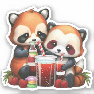 sticker panda rouge