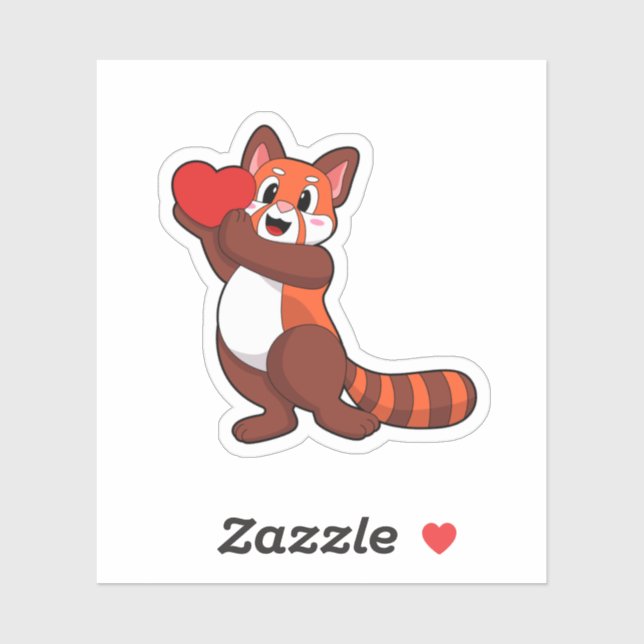 Sticker Panda rouge à l'amour avec coeur.PNG (Feuille)