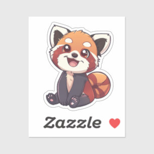 Sticker Panda rouge caricature