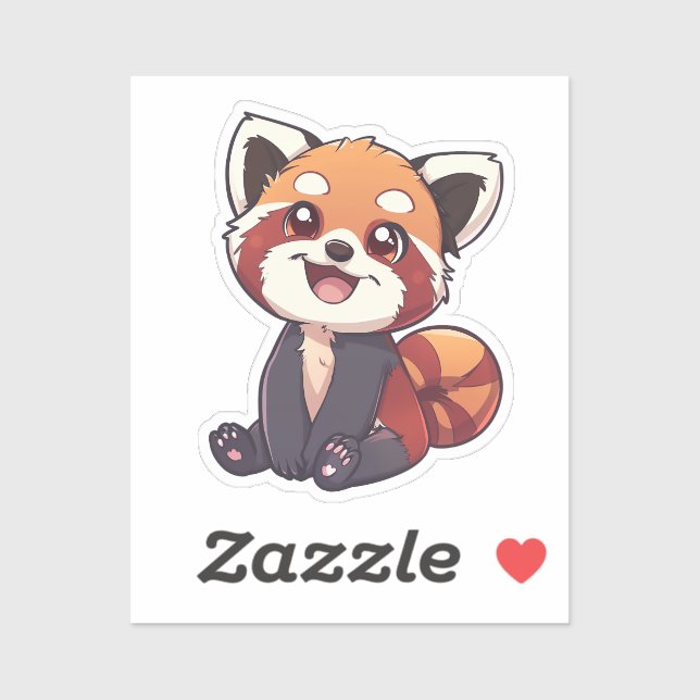 Sticker Panda rouge caricature (Feuille)