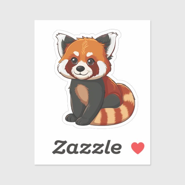 Sticker Panda rouge caricature (Feuille)