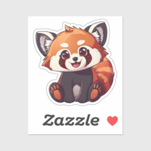 Sticker Panda rouge caricature