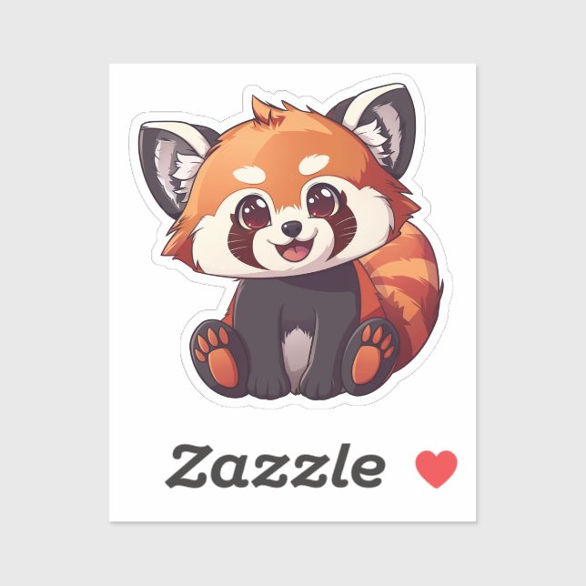 Sticker Panda rouge caricature (Feuille)