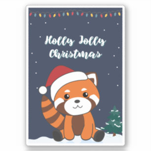 Sticker Panda Rouge Noël Neige Animaux d'hiver Pandas Sti