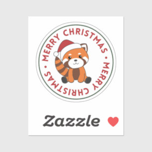 Sticker Panda Rouge Noël Neige Animaux d'hiver Pandas Sti