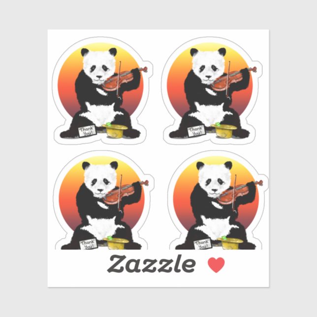 Sticker Panda Violinst (Feuille)