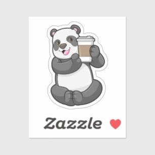 Sticker Panda with Coffee to go