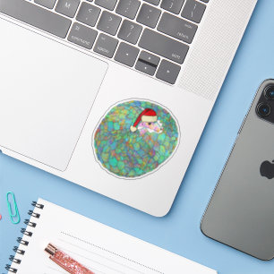 Sticker Pangolin adorable portant un chapeau de Père Noël