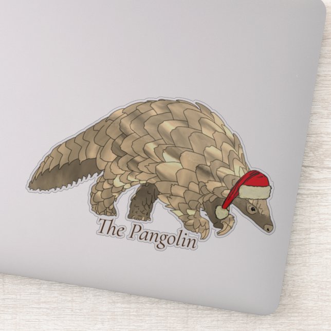 Sticker Pangolin Cute Père Noël Espèces menacées Noël (Détail)