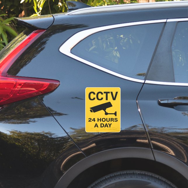 Sticker Panneau d'avertissement de surveillance CCTV 24 he (Coté voiture)