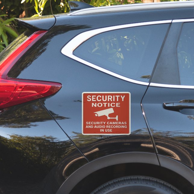 Sticker Panneau d'avis de sécurité rouge – Caméras de surv (Coté voiture)
