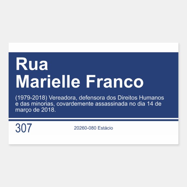 Sticker Panneau de rue Marielle Franco (Devant)