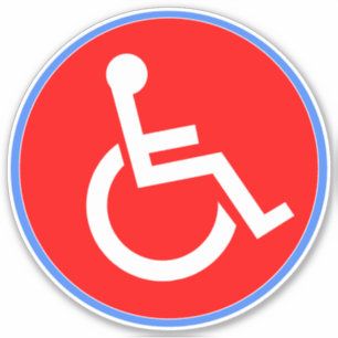 Sticker Panneau en fauteuil roulant pour Handicap - Rouge