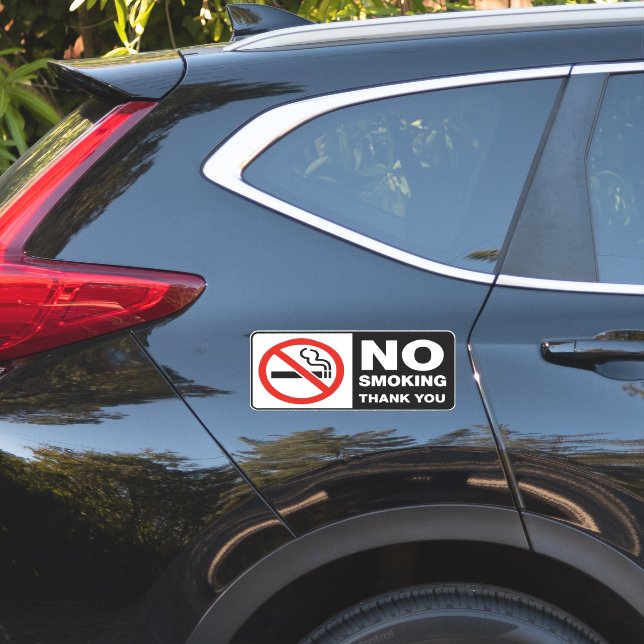 Sticker Panneau poli d'interdiction de fumer - Merci de ne (Coté voiture)