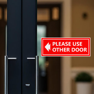 Sticker Panneau Prière d'Utiliser l'Autre Porte avec Flèch