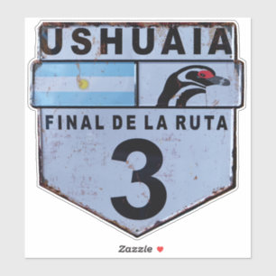 Sticker Panneau routier Ruta 3 Ushuaia Patagonia