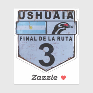 Sticker Panneau routier Ruta 3 Ushuaia Patagonia