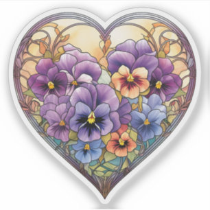 Sticker Pansies en verre tendu Coeur