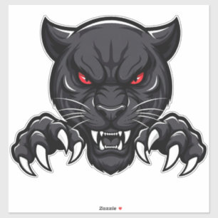 Sticker Panthère noire agressive aux yeux rouges