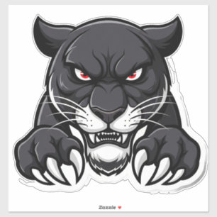 Sticker Panthère noire agressive aux yeux rouges