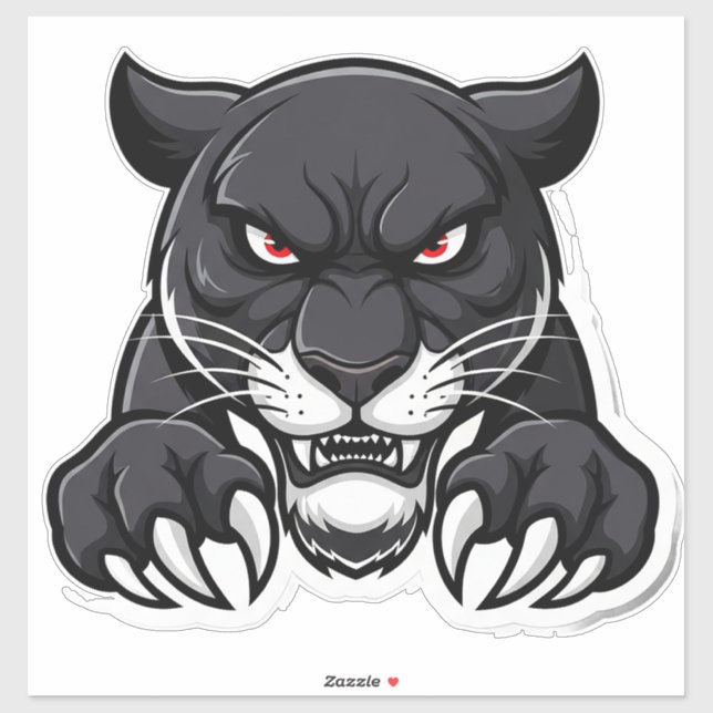 Sticker Panthère noire agressive aux yeux rouges (Feuille)