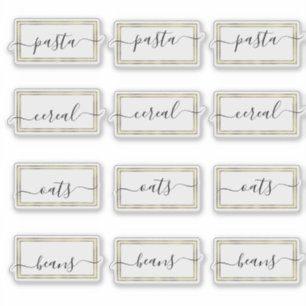 Sticker Pantry Organisation Faux Gold Script