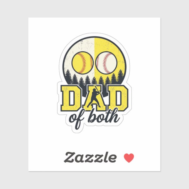 Sticker Papa Baseball Softball des Deux Conception Vectori (Feuille)