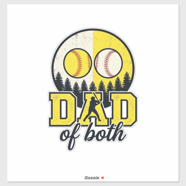 Sticker Papa Baseball Softball des Deux Conception Vectori (Feuille)