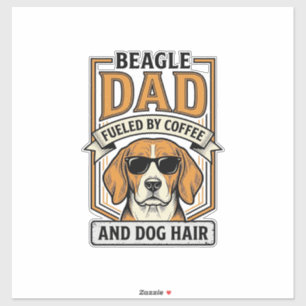 Sticker Papa Beagle alimenté par le café et le maillot de