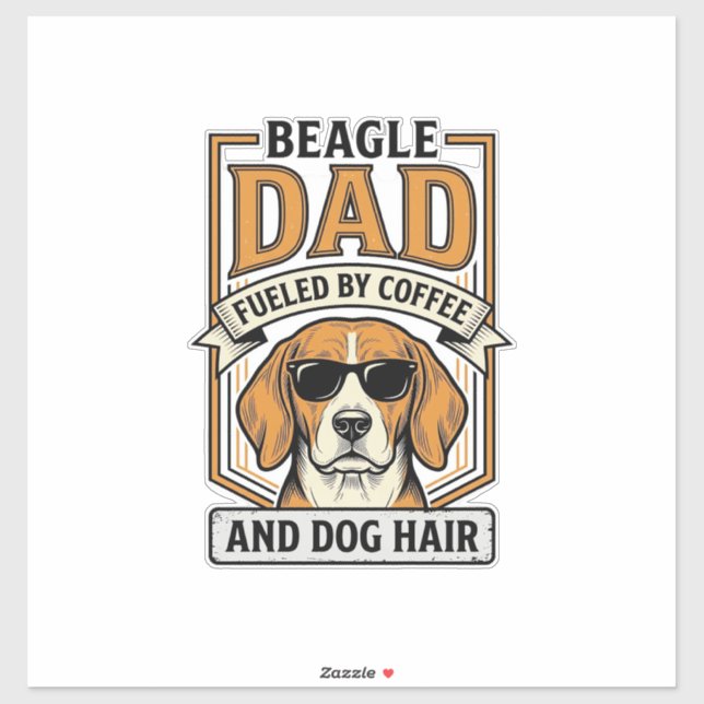 Sticker Papa Beagle alimenté par le café et le maillot de  (Feuille)