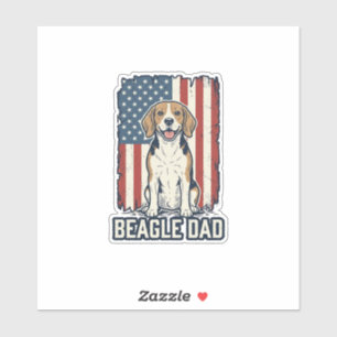 Sticker Papa Beagle Patriotique Dessin De Chien De Gravure