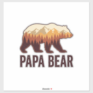 Sticker Papa Bear silhouette ours vintage forêt T-Shirt_1