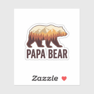 Sticker Papa Bear silhouette ours vintage forêt T-Shirt_1