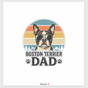 Sticker Papa Boston Terrier Conception Vintage Amoureux de