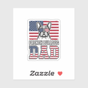 Sticker Papa Bouledogue Français Patriote Vintage