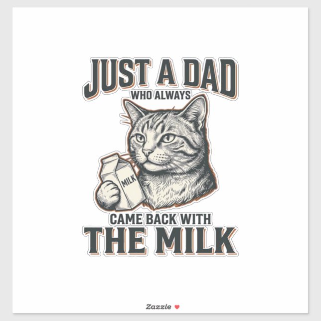 Sticker Papa Chat Drôle Est Revenu Avec Le Lait Vintage Sh (Feuille)