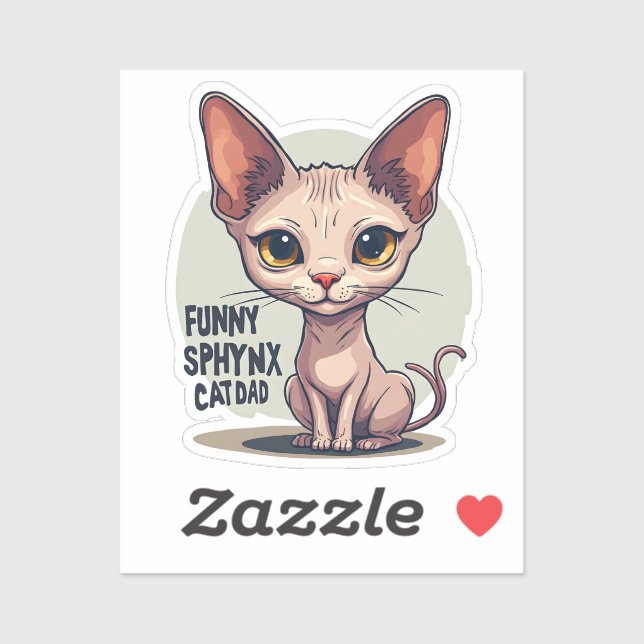 Sticker Papa Chat Sphynx Drôle - Art de Dessin Animé (Feuille)