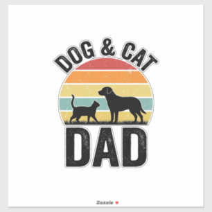 Sticker Papa Chien et Chat Vintage T-Shirt pour Amoureux d