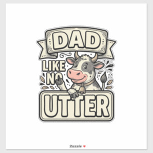 Sticker Papa comme pas de pis drôle vache vintage vecteur