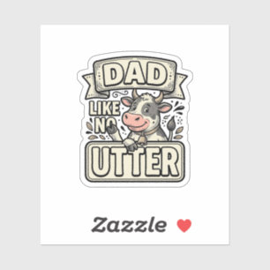 Sticker Papa comme pas de pis drôle vache vintage vecteur
