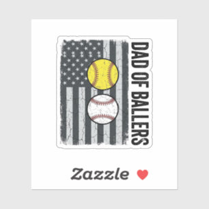 Sticker Papa de Ballers Softball Baseball Patriotique