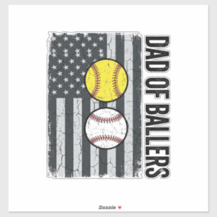 Sticker Papa de Ballers Softball Baseball Patriotique