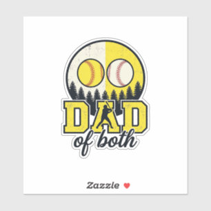 Sticker Papa de baseball softball des deux conception de v