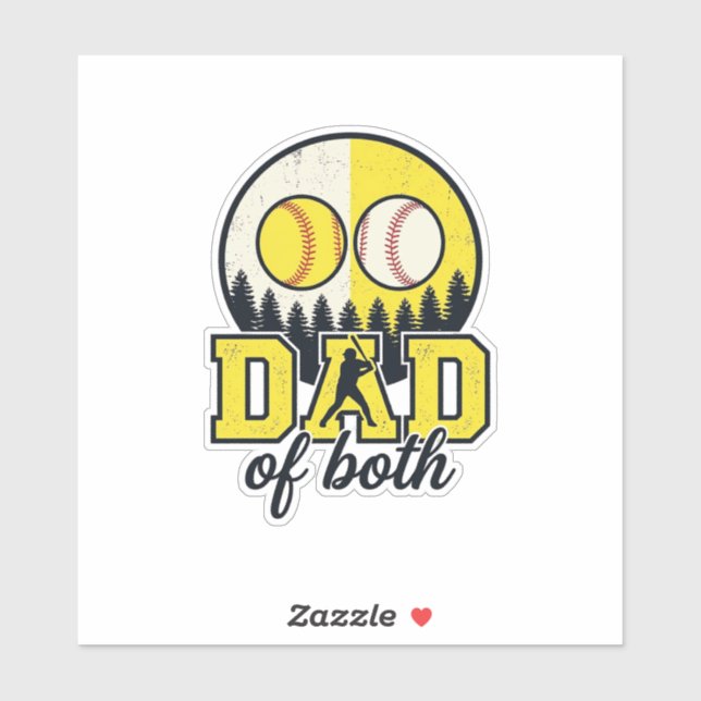 Sticker Papa de baseball softball des deux conception de v (Feuille)