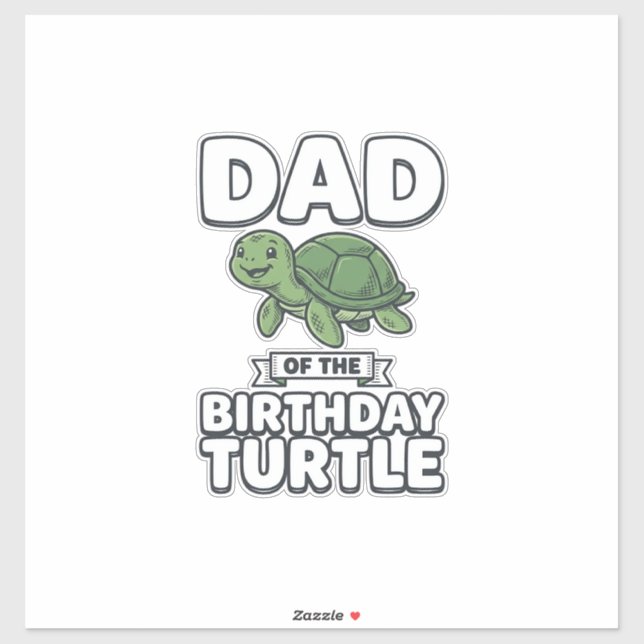 Sticker Papa de la tortue d'anniversaire Création drôle de (Feuille)