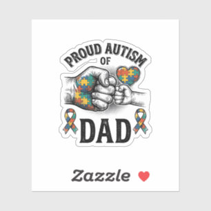 Sticker Papa fièrement autiste Vintage Gravure Chemise de