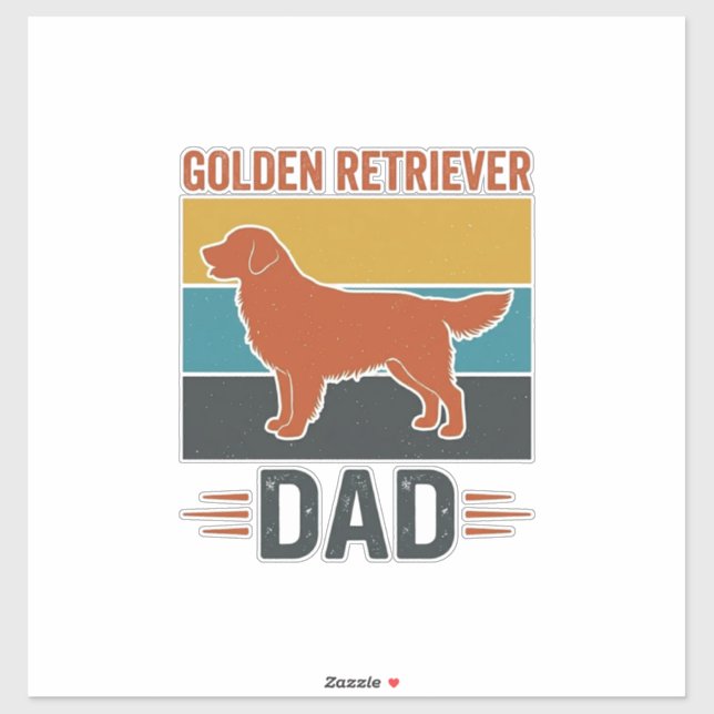 Sticker Papa Golden Retriever Conception Vectorielle pour  (Feuille)